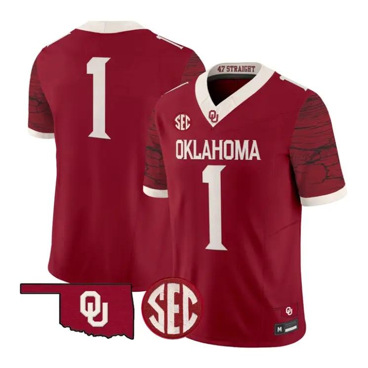 Team Jesey #1 Oklahoma Sooners 2026 Rough Rider Vapor Limited Stitched by My Store NCAA Football Jerseys