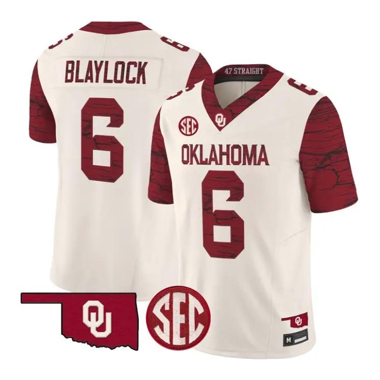 Tory Blaylock Jesey #6 Oklahoma Sooners 2026 Rough Rider Vapor Stitched 1 Tory Blaylock Jesey #6 Oklahoma Sooners 2026 Rough Rider Vapor Stitched by My Store NCAA Football Jerseys