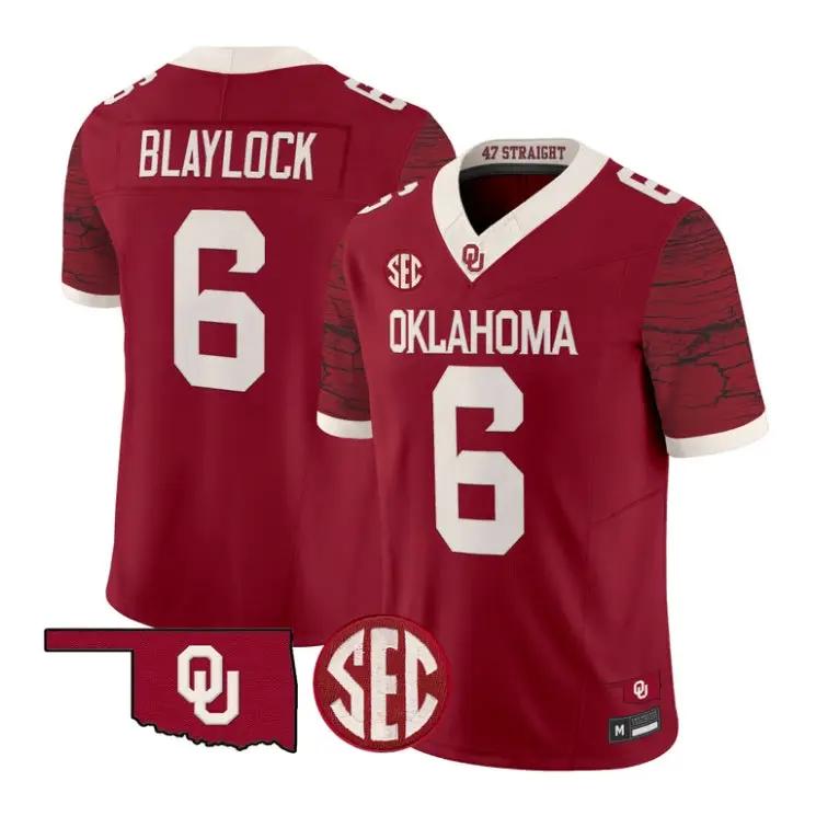 Tory Blaylock Jesey #6 Oklahoma Sooners 2026 Rough Rider Vapor Stitched 2 Tory Blaylock Jesey #6 Oklahoma Sooners 2026 Rough Rider Vapor Stitched by My Store NCAA Football Jerseys