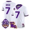 Trey Dez Green Jersey #7 LSU Tigers Silent Season of 1918 Louisiana Patch Stitched by My Store NCAA Football Jerseys