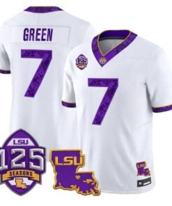 Trey Dez Green Jersey #7 LSU Tigers Silent Season of 1918 Louisiana Patch Stitched by My Store NCAA Football Jerseys