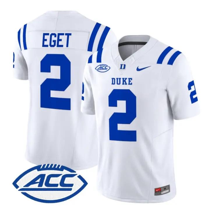 Walker_Eget_Jersey_2_Duke_Blue_Devils_2026_Vapor_Limited_Stitched_White - Robert Henrys Walker Eget Jersey #2 Duke Blue Devils 2026 Vapor Limited Stitched by My Store NCAA Football Jerseys