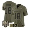 Will Howard Jersey #18 Ohio State Buckeyes 2026 Salute to Service Stitched Olive by My Store NCAA Football Jerseys