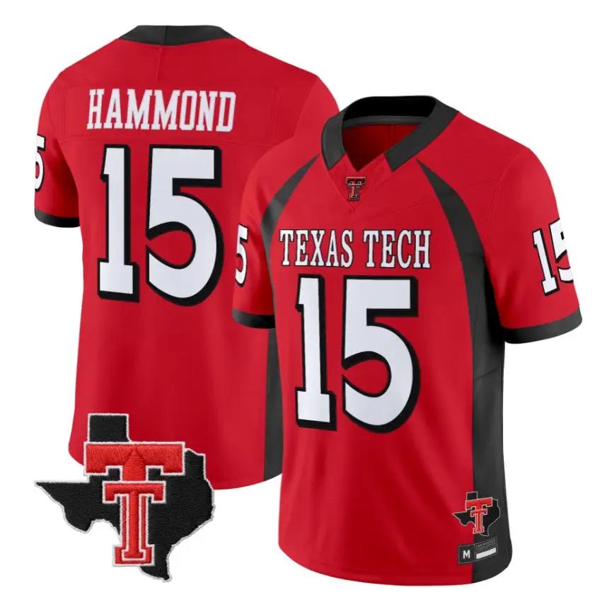Will_Hammond_Jersey_15_Texas_Tech_Red_Raiders_2026_Texas_Patch_Stitched_Red - Robert Henrys Will Hammond Jersey #15 Texas Tech Red Raiders 2026 Texas Patch Stitched by My Store NCAA Football Jerseys
