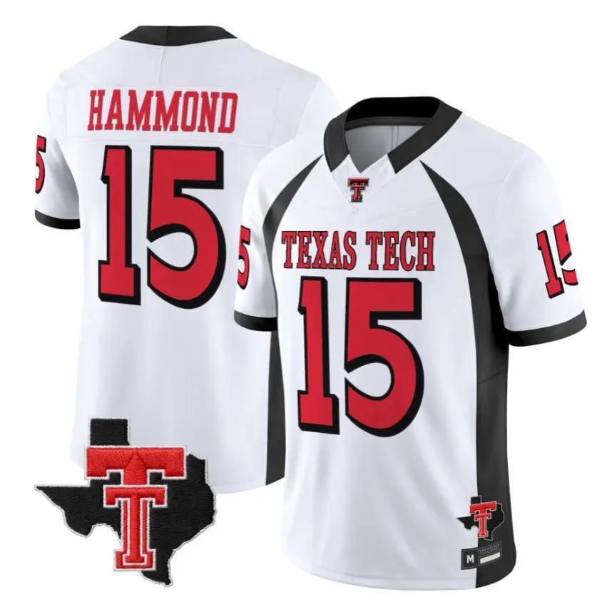Will_Hammond_Jersey_15_Texas_Tech_Red_Raiders_2026_Texas_Patch_Stitched_White - Robert Henrys Will Hammond Jersey #15 Texas Tech Red Raiders 2026 Texas Patch Stitched by My Store NCAA Football Jerseys