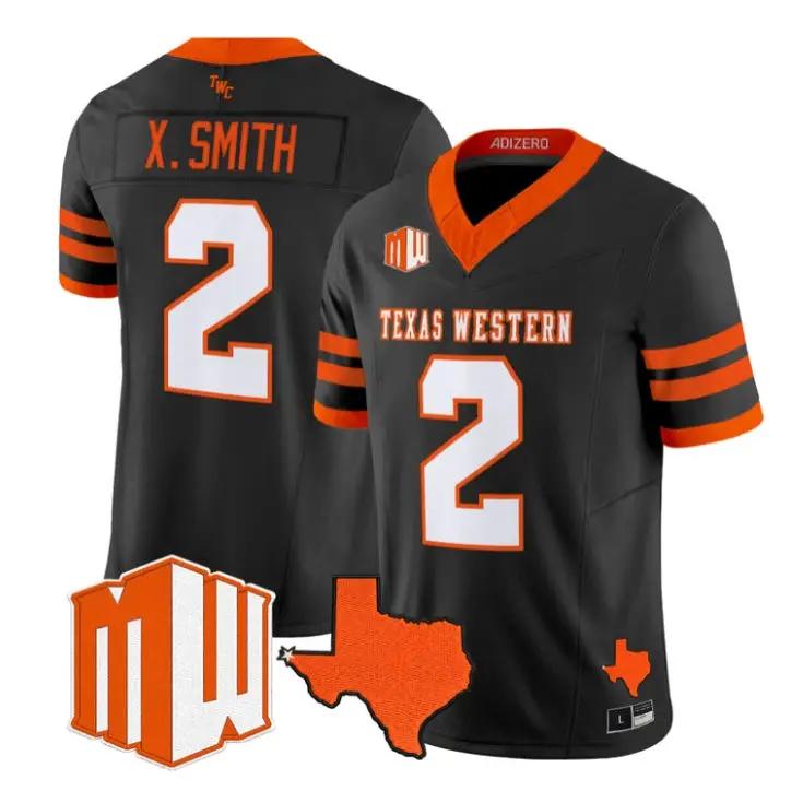 Xavier Smith Jersey #2 UTEP Miners 2026 Going Dark in the Sun City All Stitched by My Store NCAA Football Jerseys