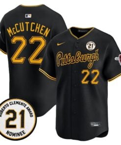 Andrew McCutchen Jersey #22 Pittsburgh Pirates Roberto Clemente Tribute Patch Vapor Premier Limited Stitched