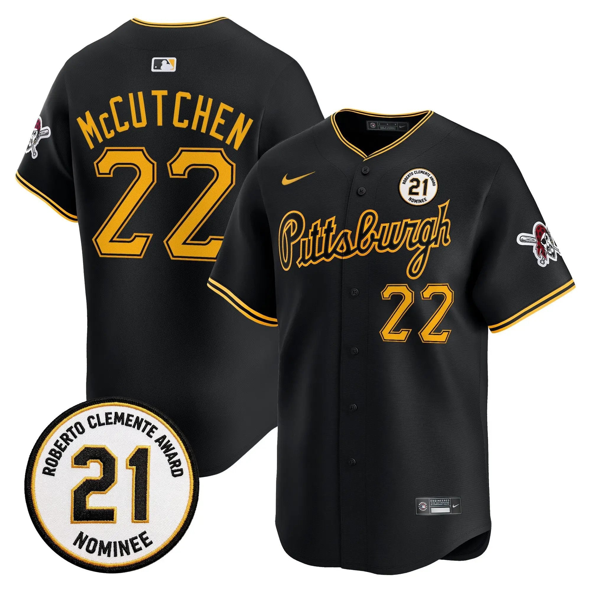 Andrew McCutchen Jersey #22 Pittsburgh Pirates Roberto Clemente Tribute Patch Vapor Premier Limited Stitched - Robert Henrys Andrew McCutchen Jersey #22 Pittsburgh Pirates Roberto Clemente Tribute Patch Vapor Premier Limited Stitched
