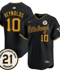 Bryan Reynolds Jersey #10 Pittsburgh Pirates Roberto Clemente Tribute Patch Vapor Premier Limited Stitched
