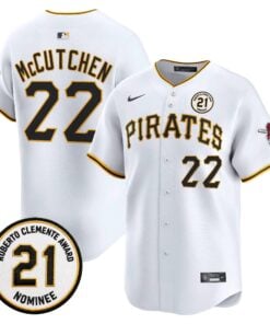 Andrew McCutchen Jersey #22 Pittsburgh Pirates Roberto Clemente Tribute Patch Vapor Premier Limited Stitched by My Store Baseball Jerseys