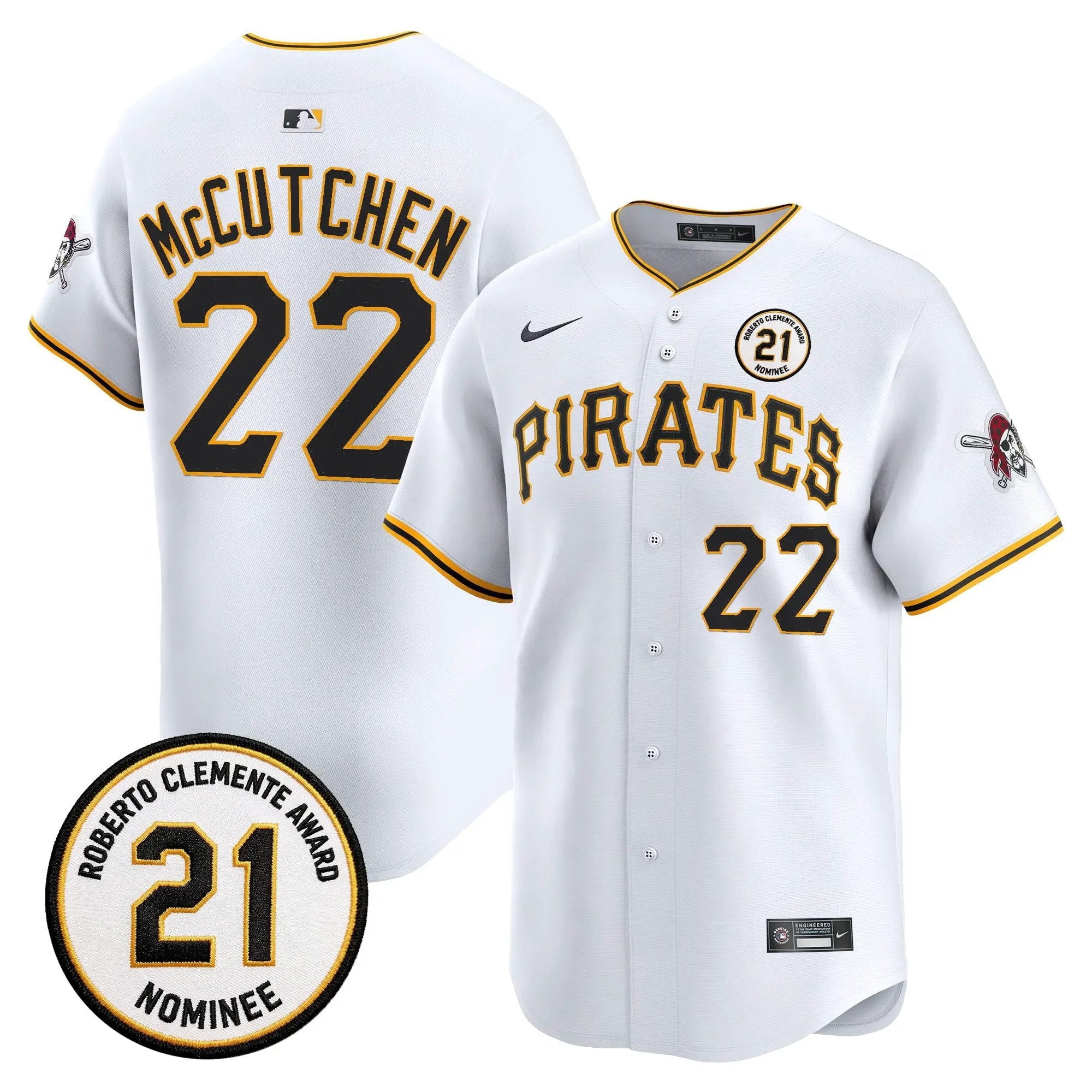 17896301952149d9d703 - Robert Henrys Andrew McCutchen Jersey #22 Pittsburgh Pirates Roberto Clemente Tribute Patch Vapor Premier Limited Stitched by My Store Baseball Jerseys
