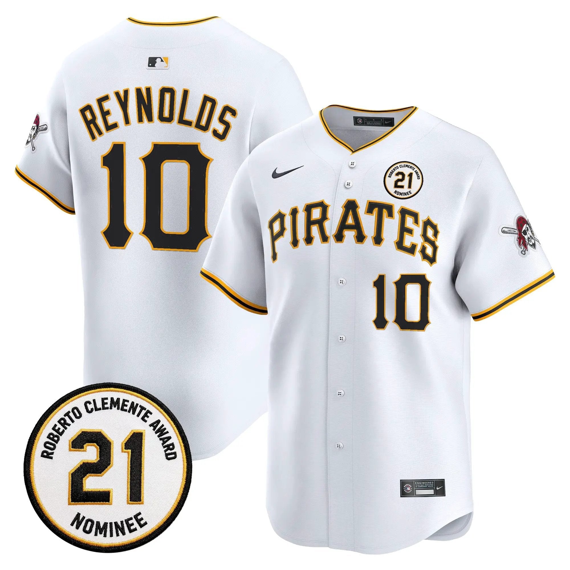 1789630224e72e23d165 - Robert Henrys Bryan Reynolds Jersey #10 Pittsburgh Pirates Roberto Clemente Tribute Patch Vapor Premier Limited Stitched by My Store Baseball Jerseys