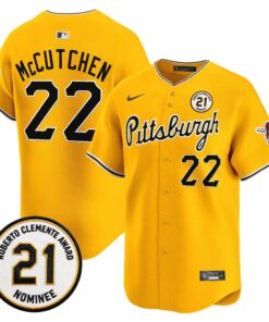 Andrew McCutchen Jersey #22 Pittsburgh Pirates Roberto Clemente Tribute Patch Vapor Premier Limited Stitched by My Store Baseball Jerseys