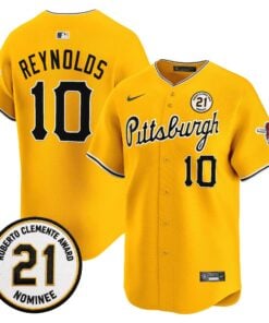 Bryan Reynolds Jersey #10 Pittsburgh Pirates Roberto Clemente Tribute Patch Vapor Premier Limited Stitched by My Store Baseball Jerseys