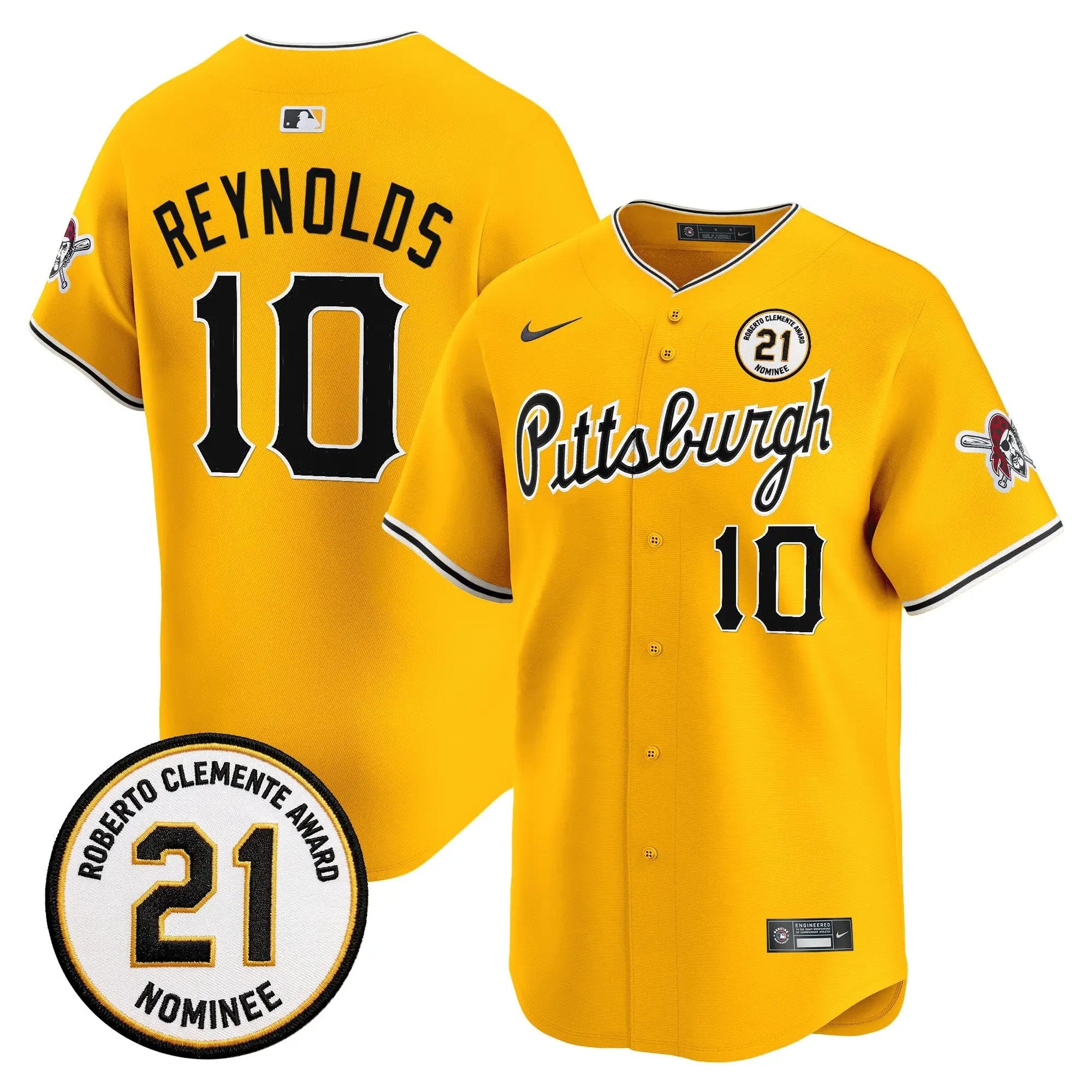178963040671e42daa79 - Robert Henrys Bryan Reynolds Jersey #10 Pittsburgh Pirates Roberto Clemente Tribute Patch Vapor Premier Limited Stitched by My Store Baseball Jerseys