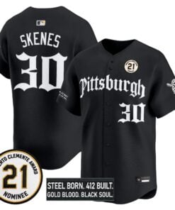 Paul Skenes Jersey #30 Pittsburgh Pirates Roberto Clemente Tribute Patch Vapor Premier Limited Stitched