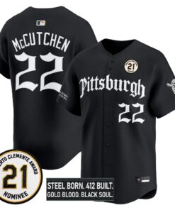 Andrew McCutchen Jersey #22 Pittsburgh Pirates Roberto Clemente Tribute Patch Vapor Premier Limited Stitched by My Store Baseball Jerseys