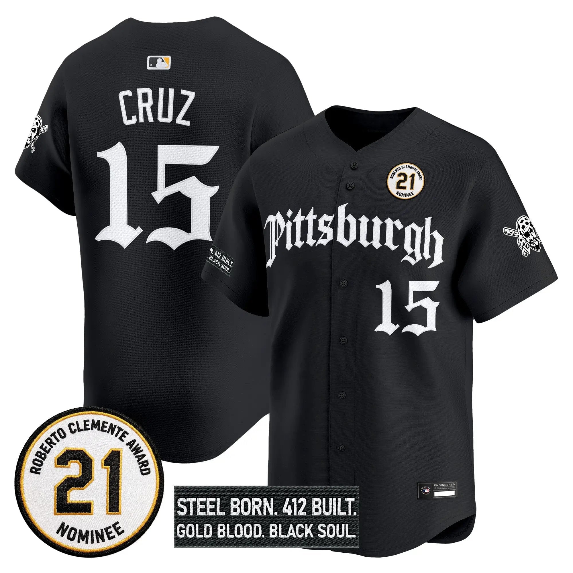 17896305277d37be41c4 - Robert Henrys Oneil Cruz Jersey #15 Pittsburgh Pirates Roberto Clemente Tribute Patch Vapor Premier Limited Stitched by My Store Baseball Jerseys