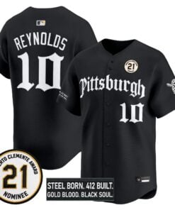 Bryan Reynolds Jersey #10 Pittsburgh Pirates Roberto Clemente Tribute Patch Vapor Premier Limited Stitched by My Store Baseball Jerseys
