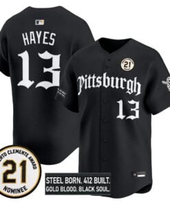 Ke'Bryan Hayes Jersey #13 Pittsburgh Pirates Roberto Clemente Tribute Patch Vapor Premier Limited Stitched
