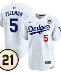 Freddie Freeman Jersey #5 Los Angeles Dodgers Roberto Clemente Tribute Patch Vapor Premier Limited Stitched
