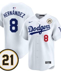 Kike Hernandez Jersey #8 Los Angeles Dodgers Roberto Clemente Tribute Patch Vapor Premier Limited Stitched