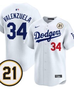 Fernando Valenzuela Jersey #34 Los Angeles Dodgers Roberto Clemente Tribute Patch Vapor Premier Limited Stitched