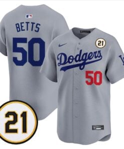 Mookie Betts Jersey #50 Los Angeles Dodgers Roberto Clemente Tribute Patch Vapor Premier Limited Stitched