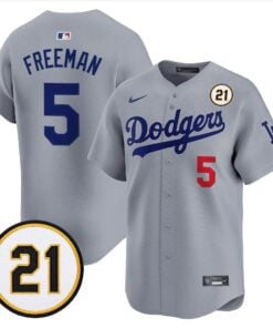 Freddie Freeman Jersey #5 Los Angeles Dodgers Roberto Clemente Tribute Patch Vapor Premier Limited Stitched