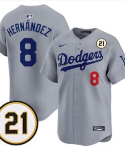 Kike Hernandez Jersey #8 Los Angeles Dodgers Roberto Clemente Tribute Patch Vapor Premier Limited Stitched