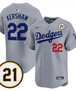 Clayton Kershaw Jersey #22 Los Angeles Dodgers Roberto Clemente Tribute Patch Vapor Premier Limited Stitched by My Store Baseball Jerseys