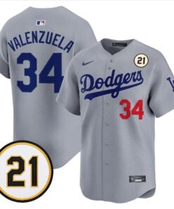 Fernando Valenzuela Jersey #34 Los Angeles Dodgers Roberto Clemente Tribute Patch Vapor Premier Limited Stitched