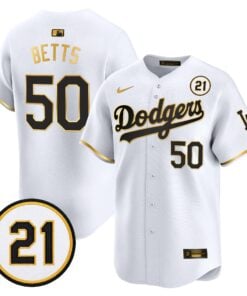 Mookie Betts Jersey #50 Los Angeles Dodgers Roberto Clemente Tribute Patch Vapor Premier Limited Stitched