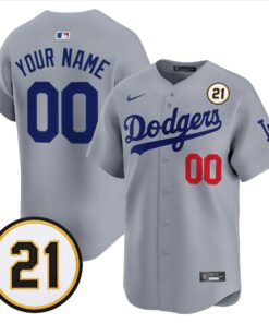 Los Angeles Dodgers Roberto Clemente Tribute Patch Vapor Premier Limited Custom Jersey - All Stitched