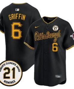 Konnor Griffin Jersey #6 Pittsburgh Pirates Roberto Clemente Tribute Patch Vapor Premier Limited Stitched - Robert Henrys Konnor Griffin Jersey #6 Pittsburgh Pirates Roberto Clemente Tribute Patch Vapor Premier Limited Stitched