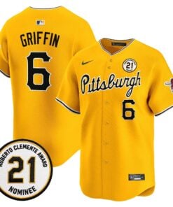 Konnor Griffin Jersey #6 Pittsburgh Pirates Roberto Clemente Tribute Patch Vapor Premier Limited Stitched