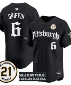 Konnor Griffin Jersey #6 Pittsburgh Pirates Roberto Clemente Tribute Patch Vapor Premier Limited Stitched