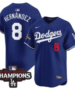 Kike Hernandez Jersey #8 Los Angeles Dodgers NL West Division Champions Patch Vapor Premier Limited Stitched
