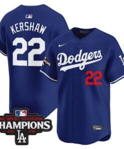 Clayton Kershaw Jersey #22 Los Angeles Dodgers NL West Division Champions Patch Vapor Premier Limited Stitched