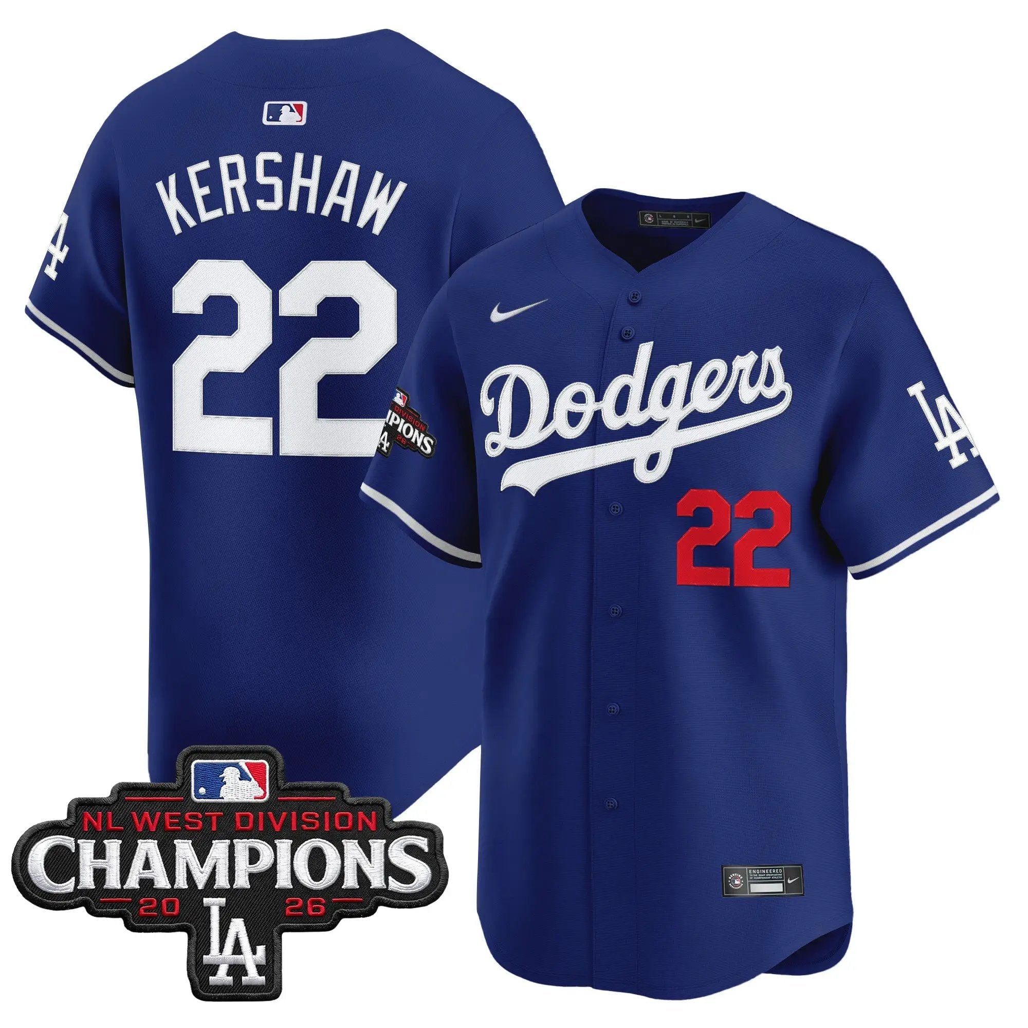 Clayton Kershaw Jersey #22 Los Angeles Dodgers NL West Division Champions Patch Vapor Premier Limited Stitched - Robert Henrys Clayton Kershaw Jersey #22 Los Angeles Dodgers NL West Division Champions Patch Vapor Premier Limited Stitched