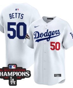 Mookie Betts Jersey #50 Los Angeles Dodgers NL West Division Champions Patch Vapor Premier Limited Stitched