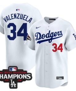 Fernando Valenzuela Jersey #34 Los Angeles Dodgers NL West Division Champions Patch Vapor Premier Limited Stitched