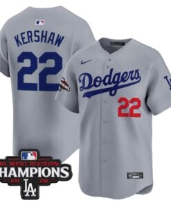 Clayton Kershaw Jersey #22 Los Angeles Dodgers NL West Division Champions Patch Vapor Premier Limited Stitched by My Store Baseball Jerseys