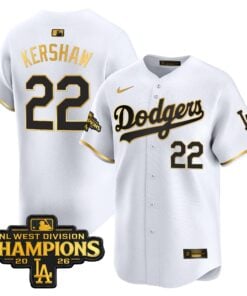 Clayton Kershaw Jersey #22 Los Angeles Dodgers NL West Division Champions Patch Vapor Premier Limited Stitched by My Store Baseball Jerseys