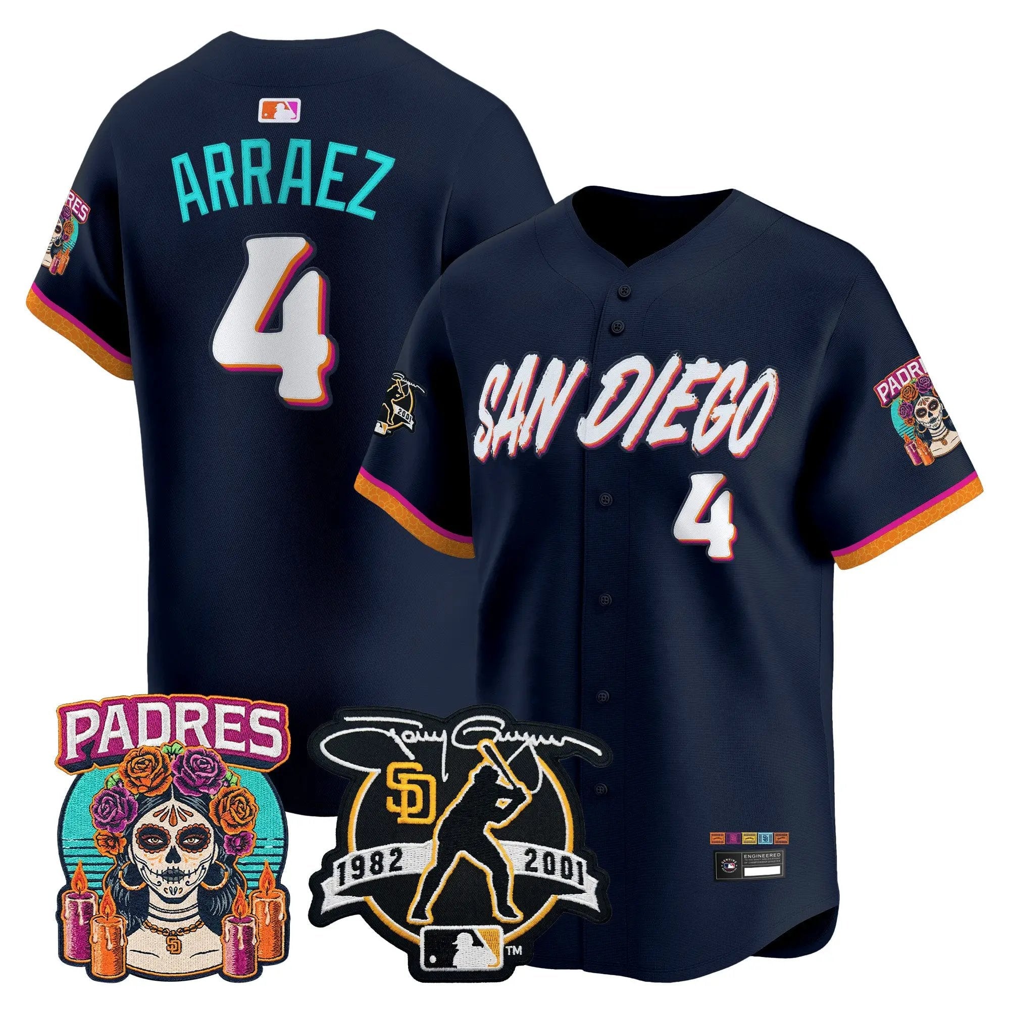 Luis Arraez Jersey #4 San Diego Padres 2026 City Connect Vapor Premier Limited Tony Gwynn Patch Stitched - Robert Henrys Luis Arraez Jersey #4 San Diego Padres 2026 City Connect Vapor Premier Limited Tony Gwynn Patch Stitched