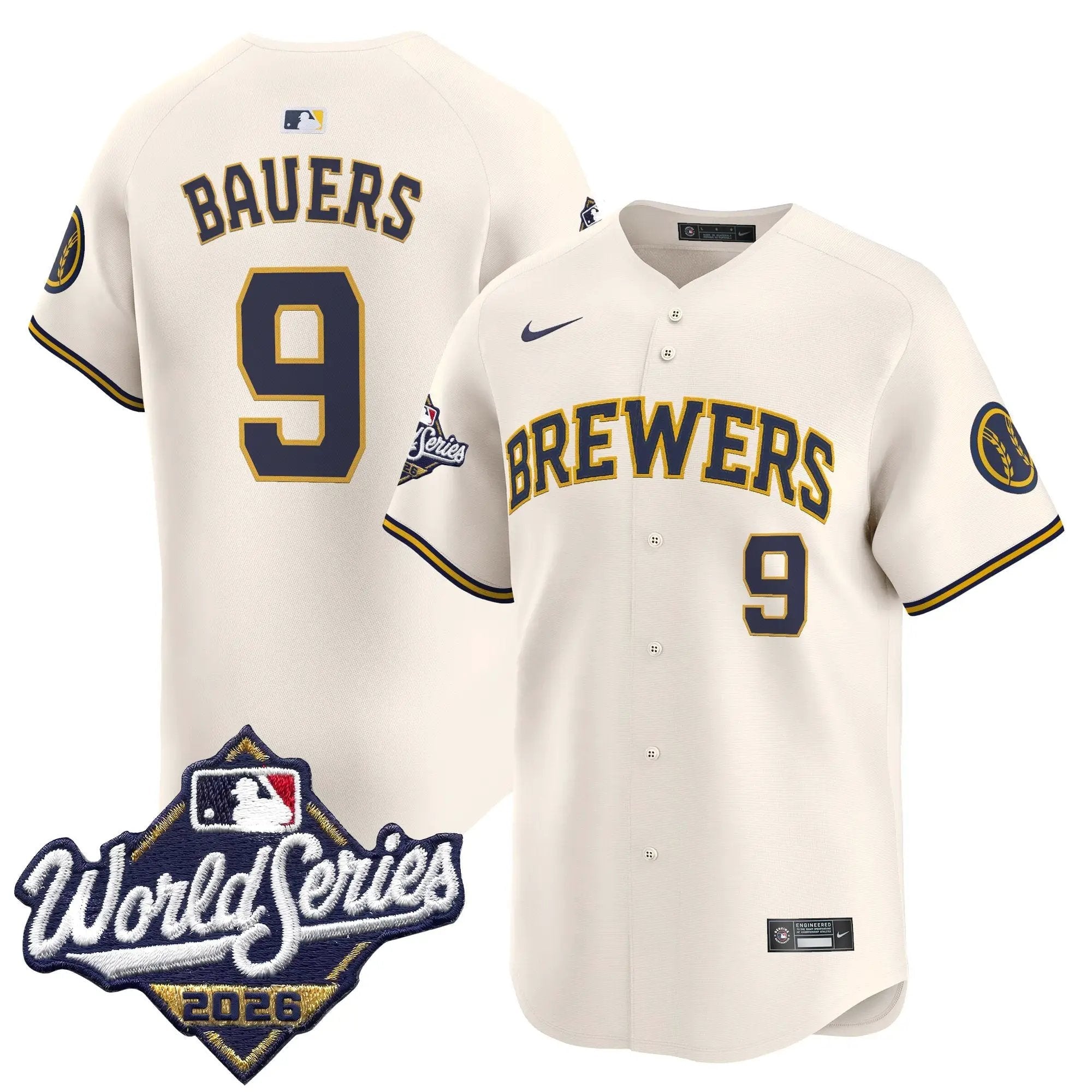 Jake Bauers Jersey #9 Milwaukee Brewers 2026 World Series Vapor Premier Limited Stitched - Robert Henrys Jake Bauers Jersey #9 Milwaukee Brewers 2026 World Series Vapor Premier Limited Stitched