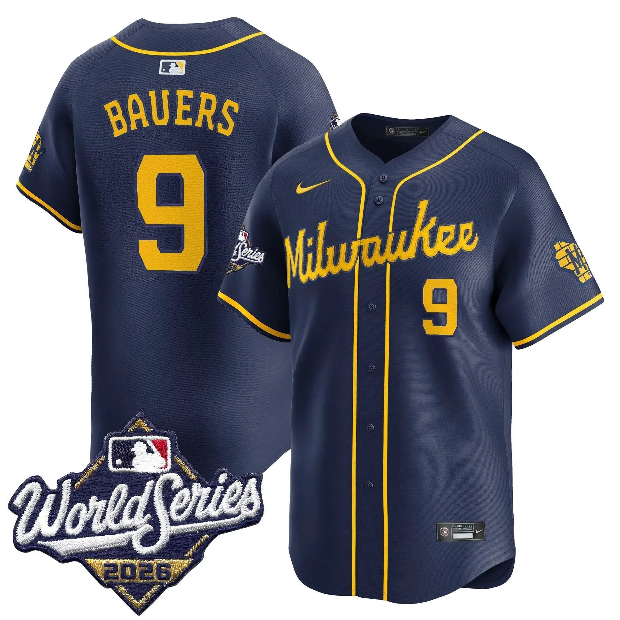jake-bauers-jersey-9-milwaukee-brewers-2026-world-series-vapor-premier-limited-stitched-02 - Robert Henrys Jake Bauers Jersey #9 Milwaukee Brewers 2026 World Series Vapor Premier Limited Stitched