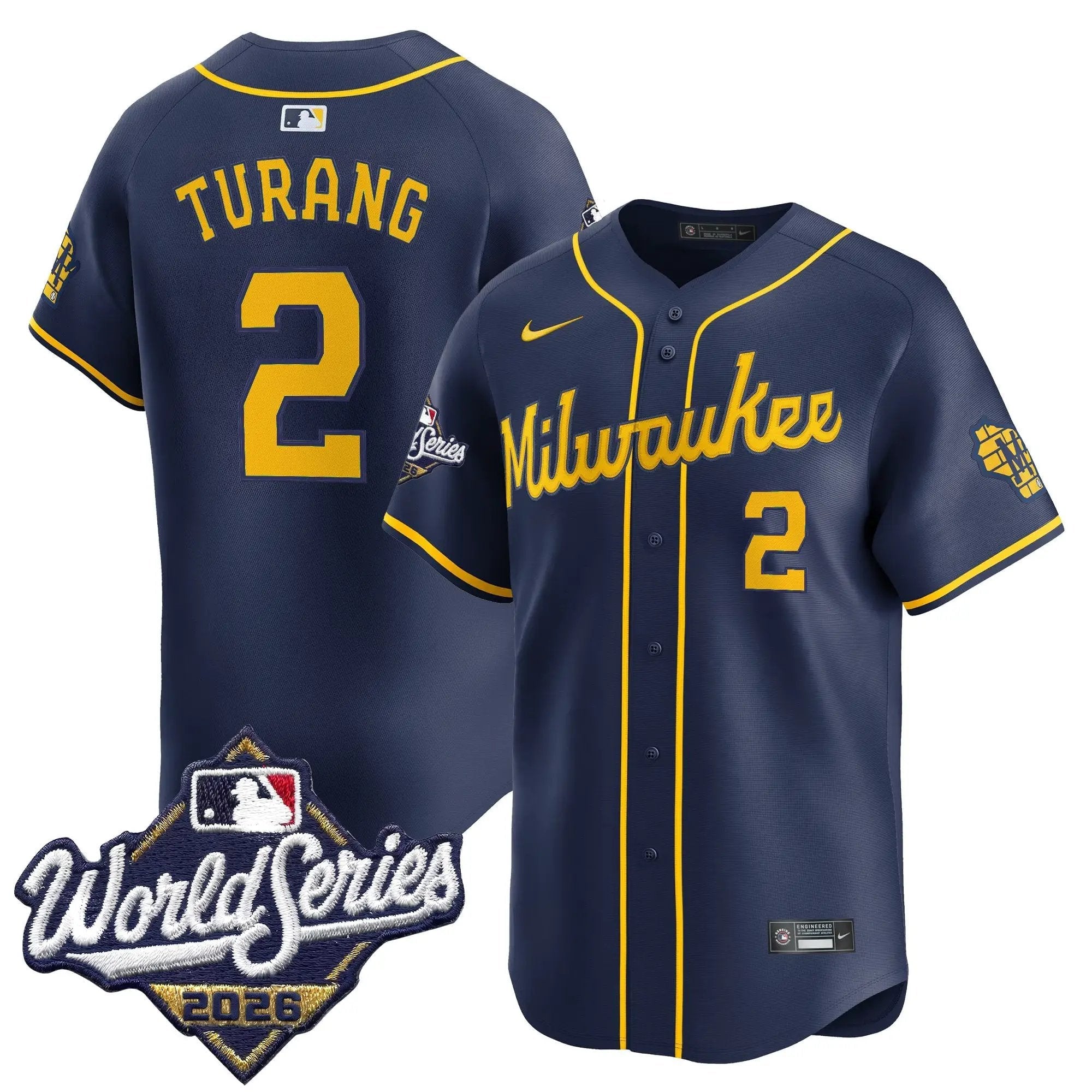 179214076052ba84f350 - Robert Henrys Brice Turang Jersey #2 Milwaukee Brewers 2026 World Series Vapor Premier Limited Stitched by My Store Baseball Jerseys