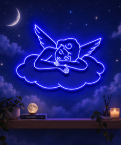 Sleepy Cupid LED Neon Sign Romantic Bedroom Wall Decor by CustomNeonStudio
