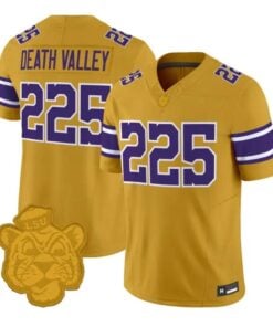 DeathValleyJersey_225LSUTigers2026GridironGoldThrowbackVaporStitched - Robert Henrys Death Valley Jersey #225 LSU Tigers 2026 Gridiron Gold Throwback Vapor Stitched by My Store NCAA Football Jerseys